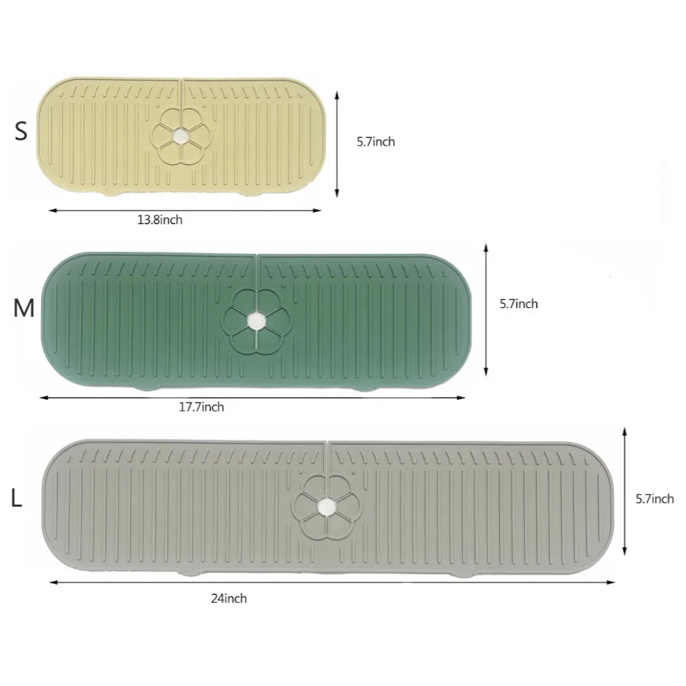 Kitchen Faucet Splash Pad Silicone Sink Faucet Splash Guard Mat Sponge Drain Pad Countertop Protector for Kitchen Bath Gadgets